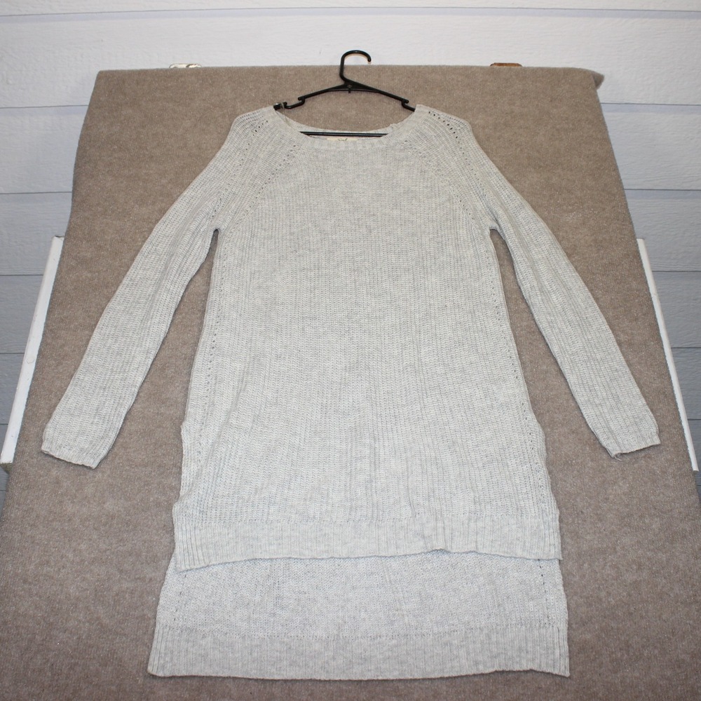 Easel Los Angeles Gray Waffle Knit High Low Tunic Sweater Size S/M Long Sleeve